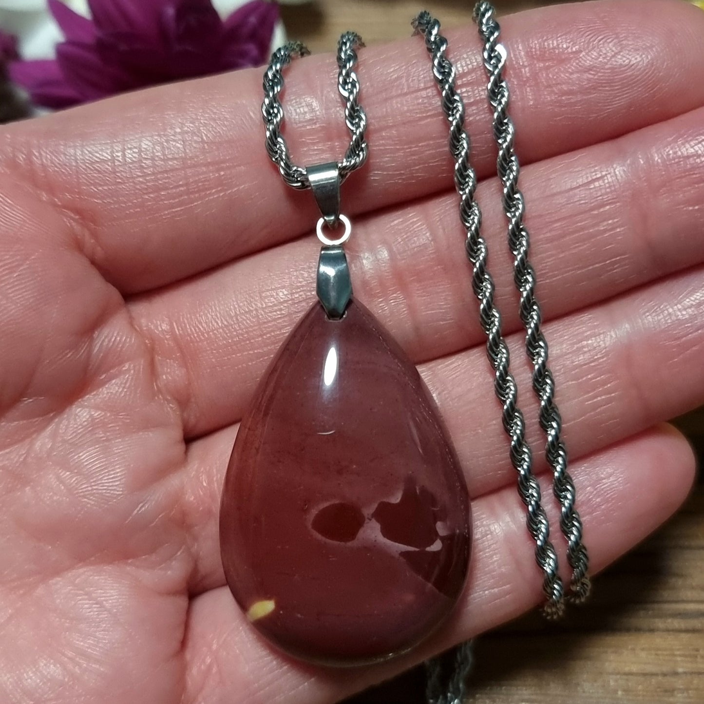 Collar Acero Quirúrgico Piedra Jaspe Mookaita XL #4