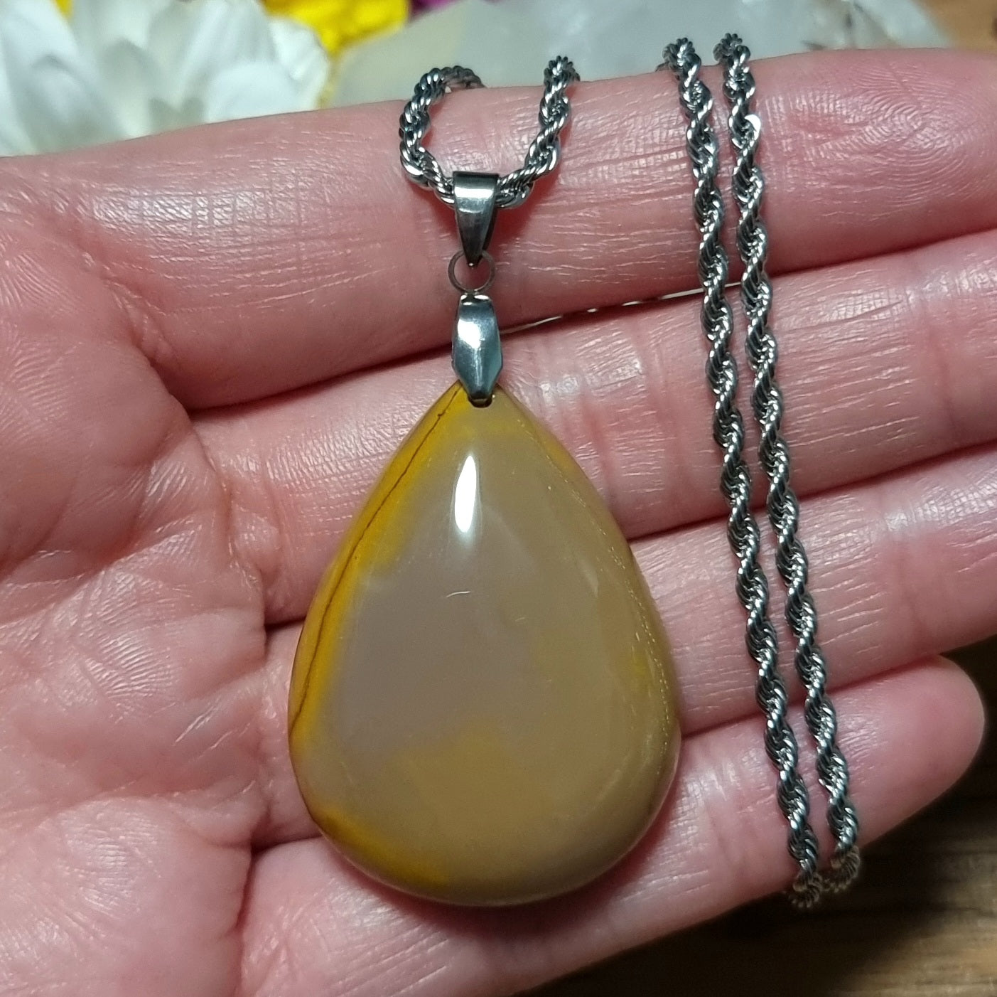 Collar Acero Quirúrgico Piedra Jaspe Mookaita XL #3