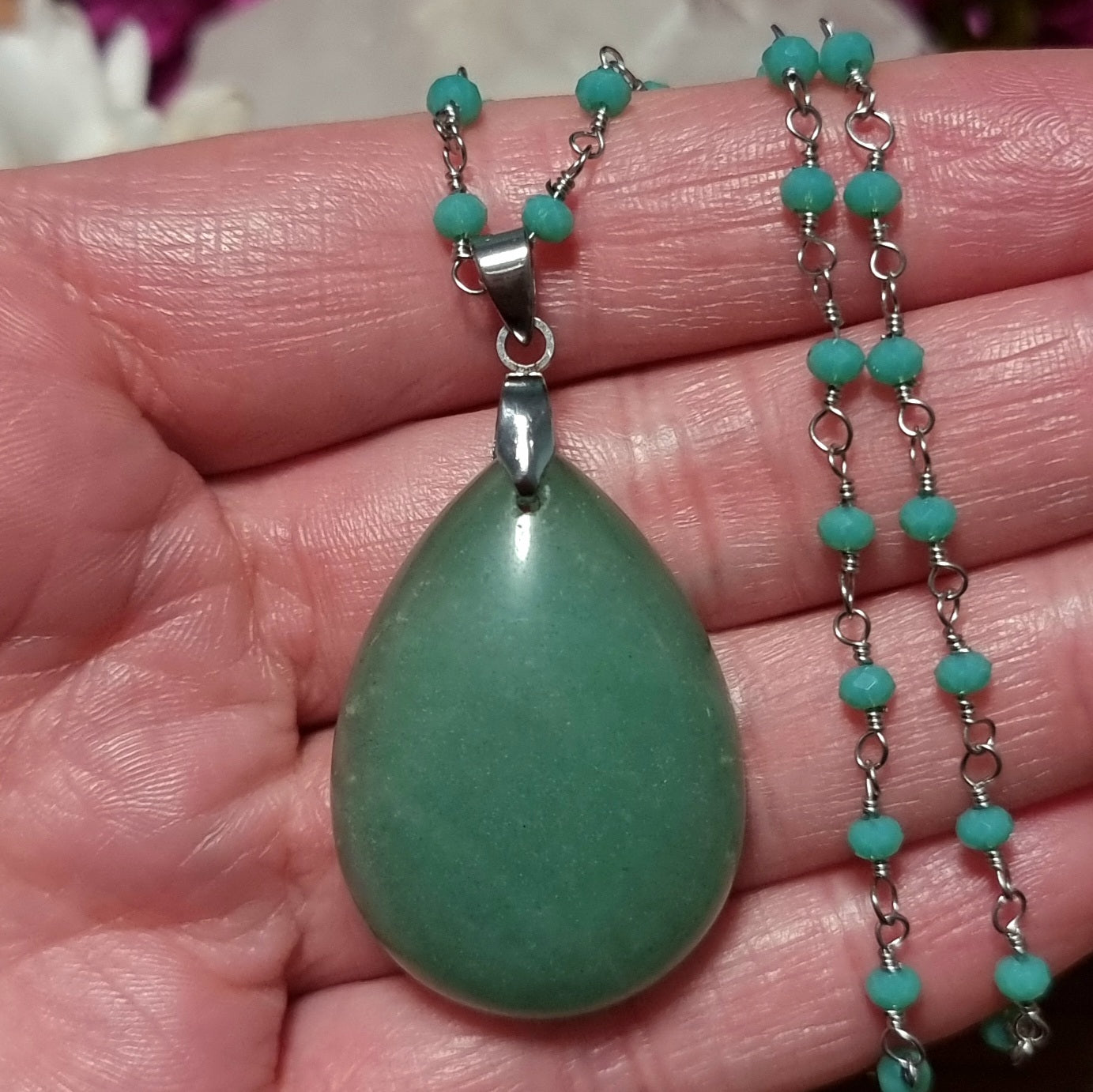 Collar Acero Quirúrgico Piedra Aventurina