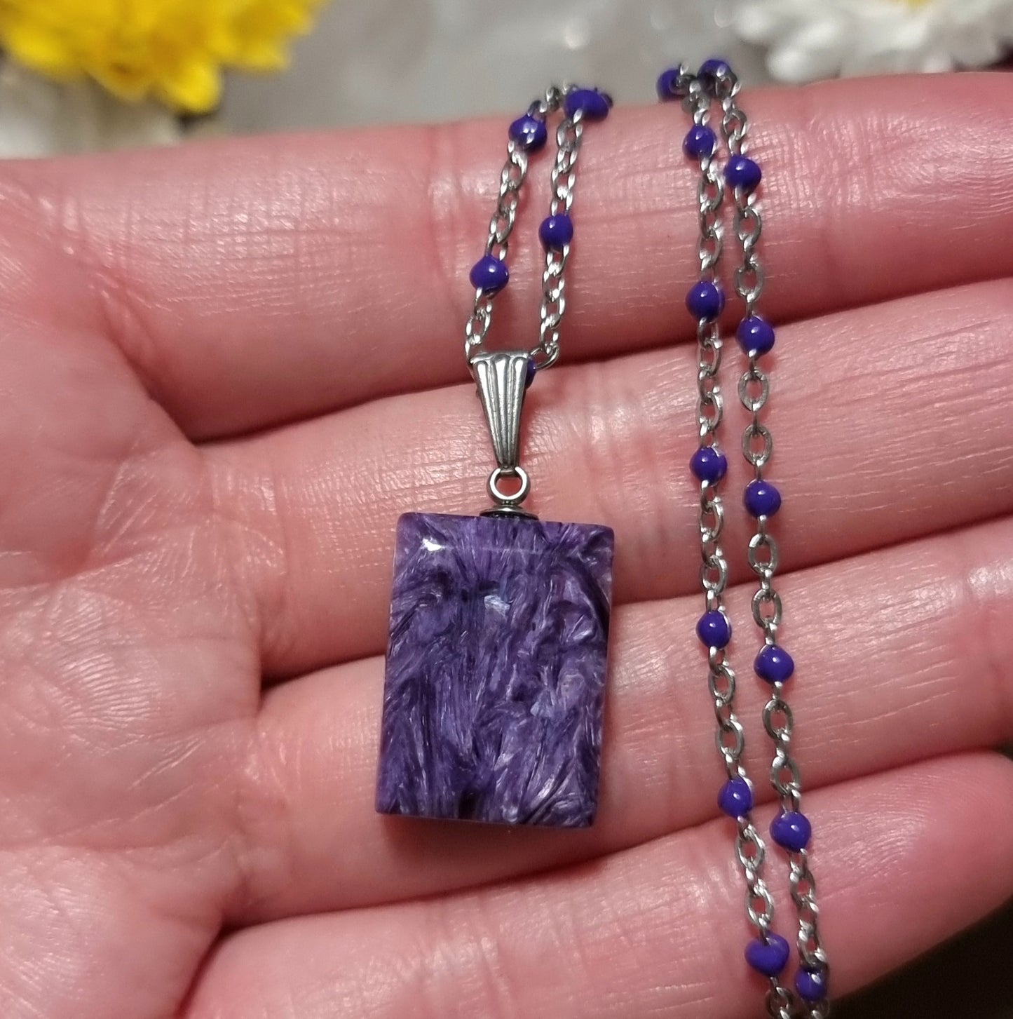 Collar Acero Quirúrgico Piedra Charoita Alta Calidad (Sin tratamiento de color) #4