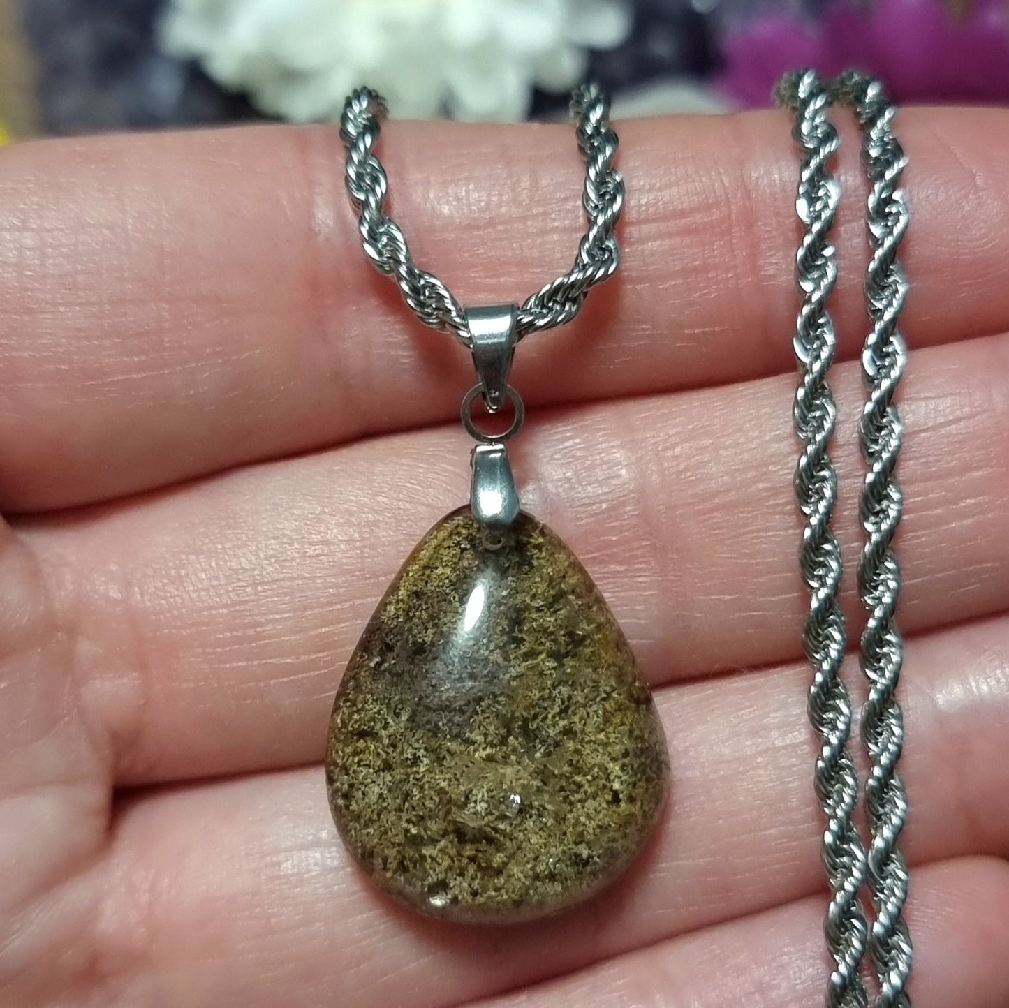 Collar Acero Quirúrgico Lodolita o Cuarzo Jardín Alta Calidad #4