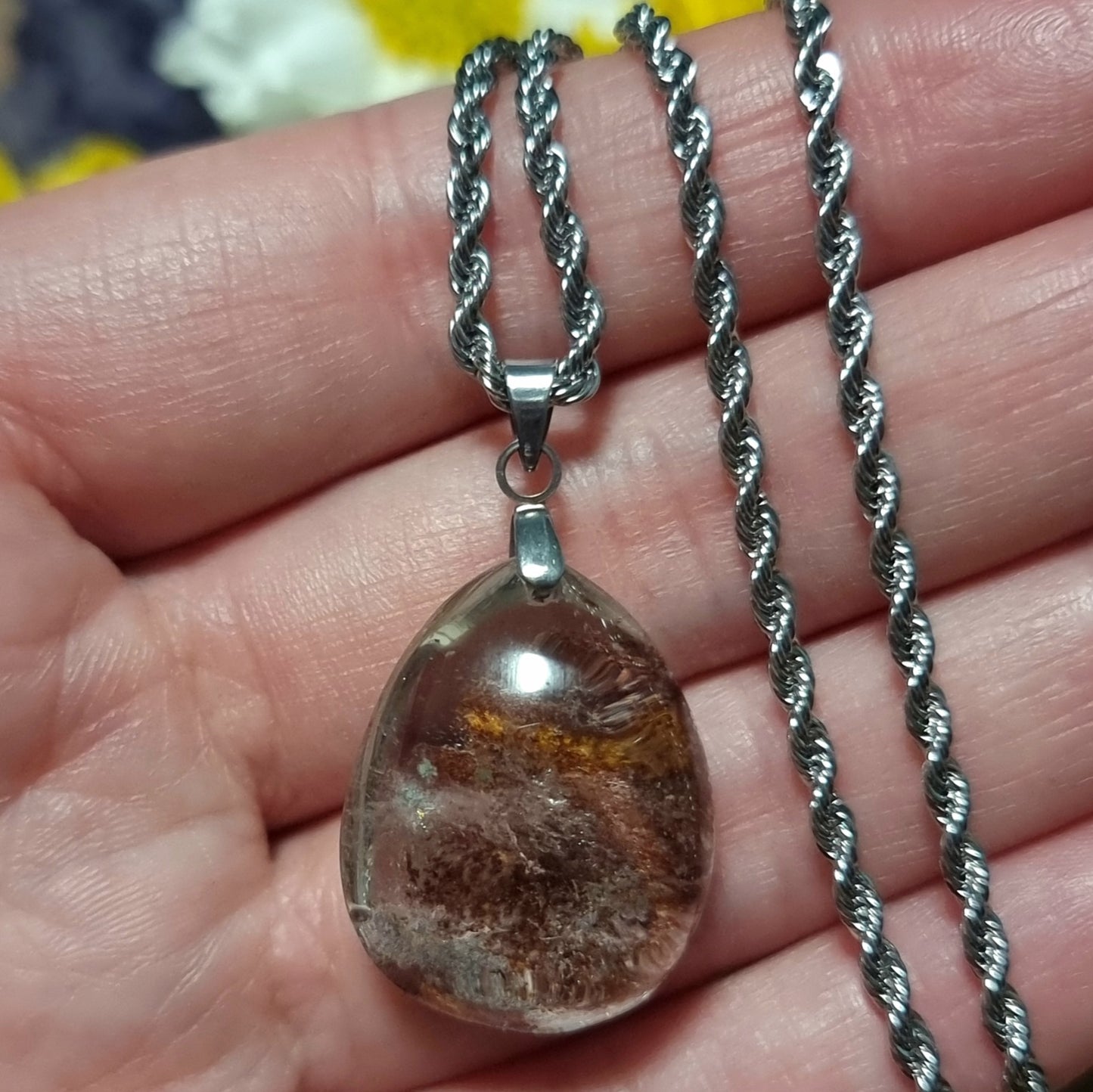 Collar Acero Quirúrgico Lodolita o Cuarzo Jardín Alta Calidad #1