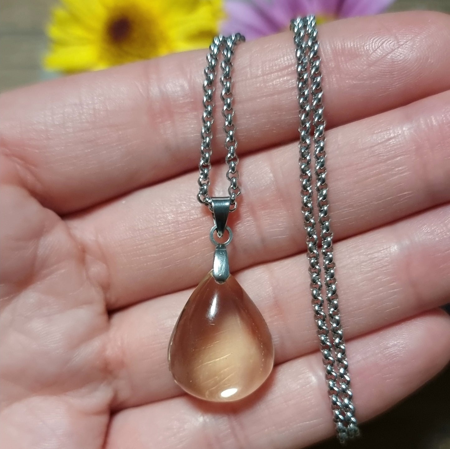 Collar Acero Quirúrgico Piedra Citrino Alta Calidad (Muy puros, Transparentes, Sin tratamiento de color) #2