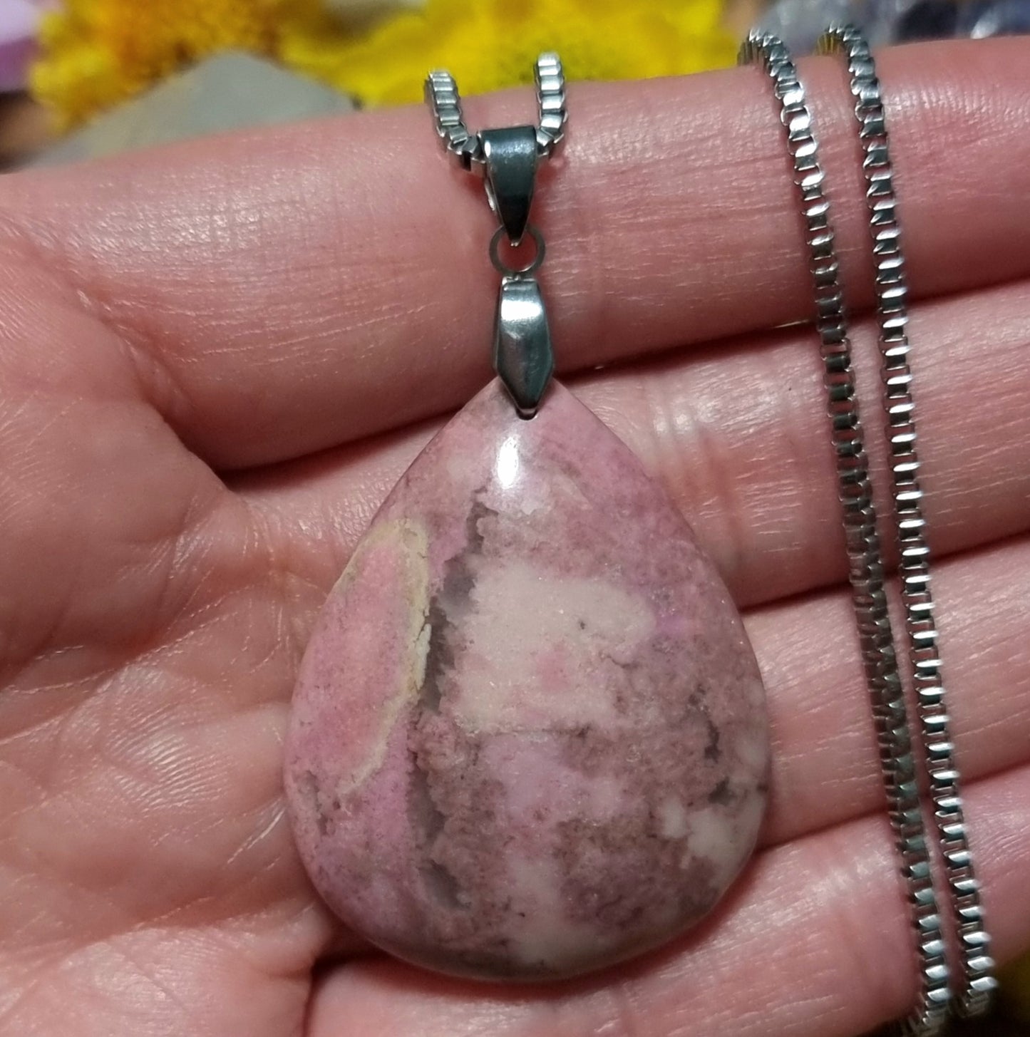 Collar Acero Quirúrgico Piedra Rodonita XL #2