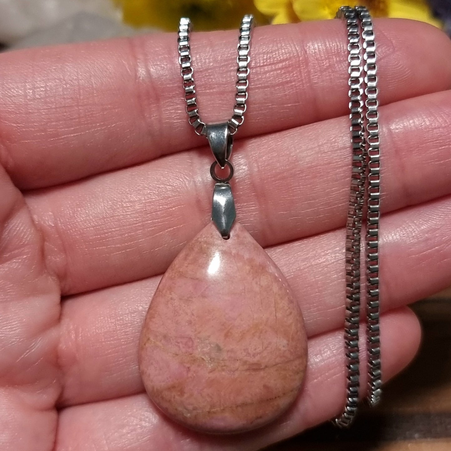 Collar Acero Quirúrgico Piedra Rodonita #4