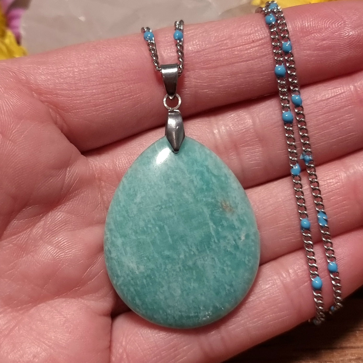 Collar Acero Quirúrgico Piedra Amazonita XL (Sin tratamiento de color) #3