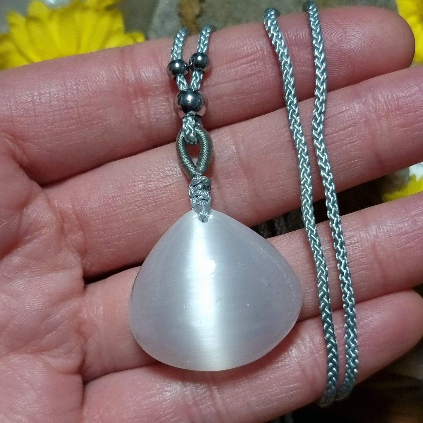 Collar Acero Quirúrgico Piedra Selenita Alta Calidad #4