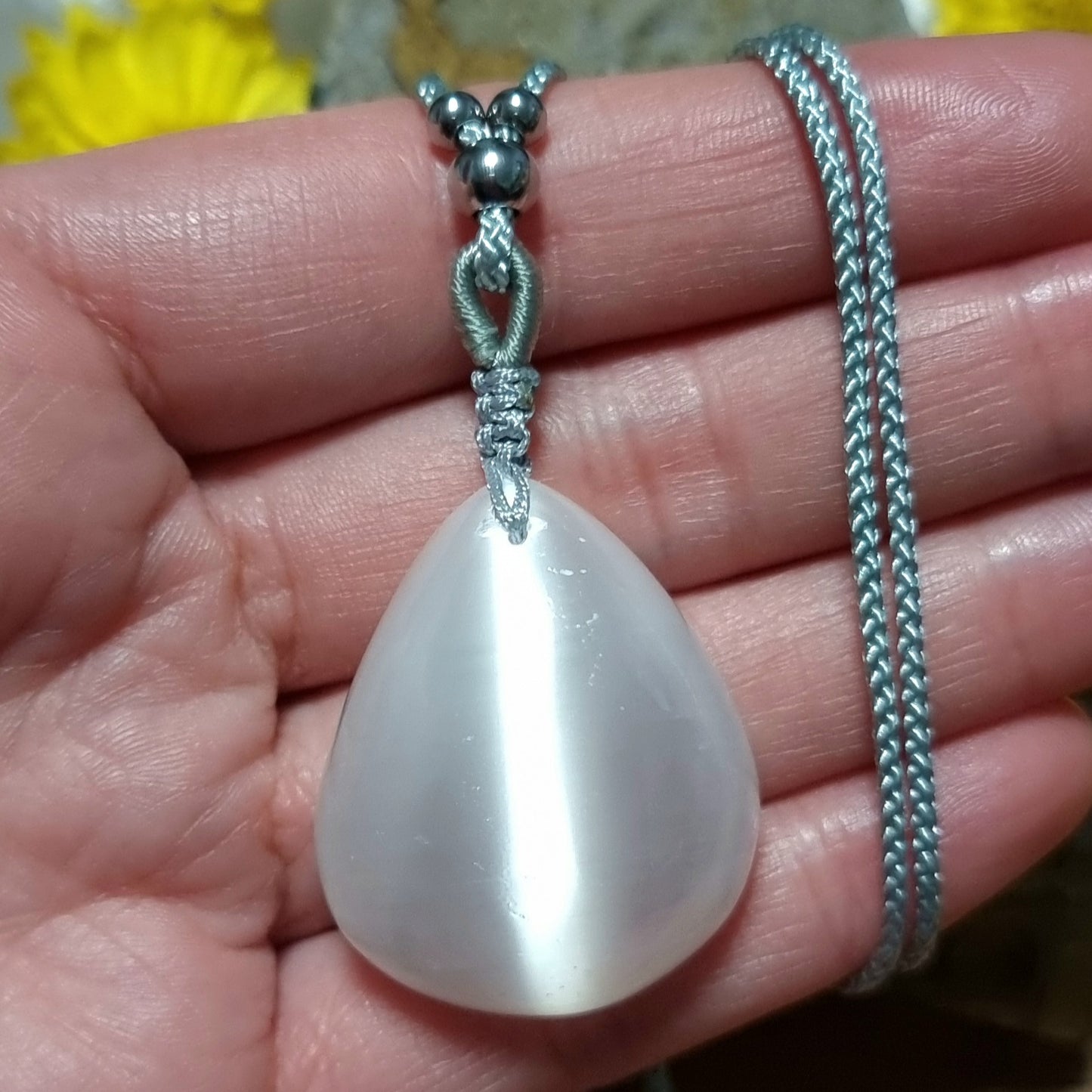 Collar Acero Quirúrgico Piedra Selenita XL Alta Calidad #1