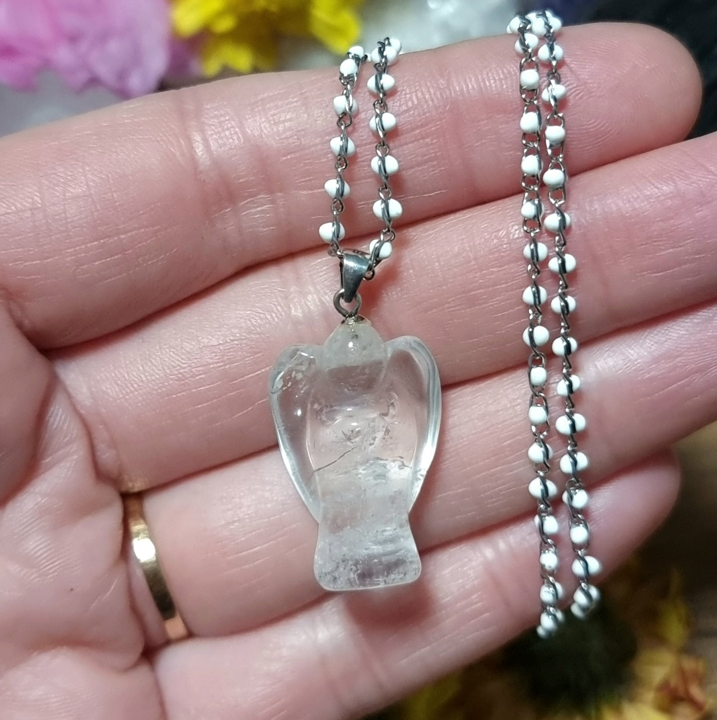 Collar Acero Quirúrgico Ángel de Cuarzo Cristal #2