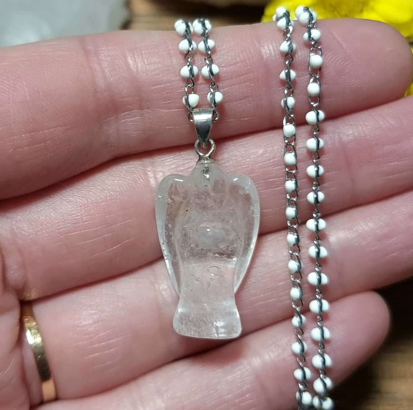 Collar Acero Quirúrgico Ángel de Cuarzo Cristal #1