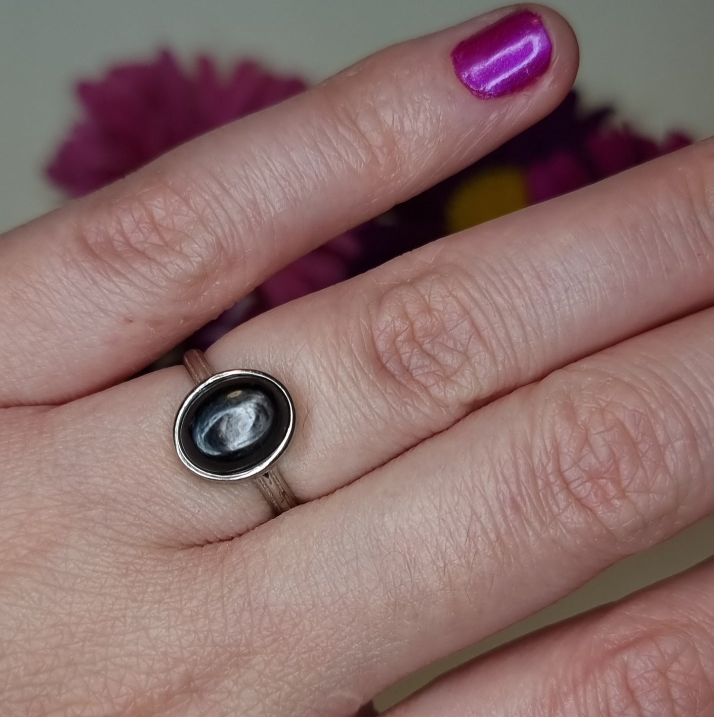 Anillo Plata 925 Piedra Hiperstena Alta Calidad