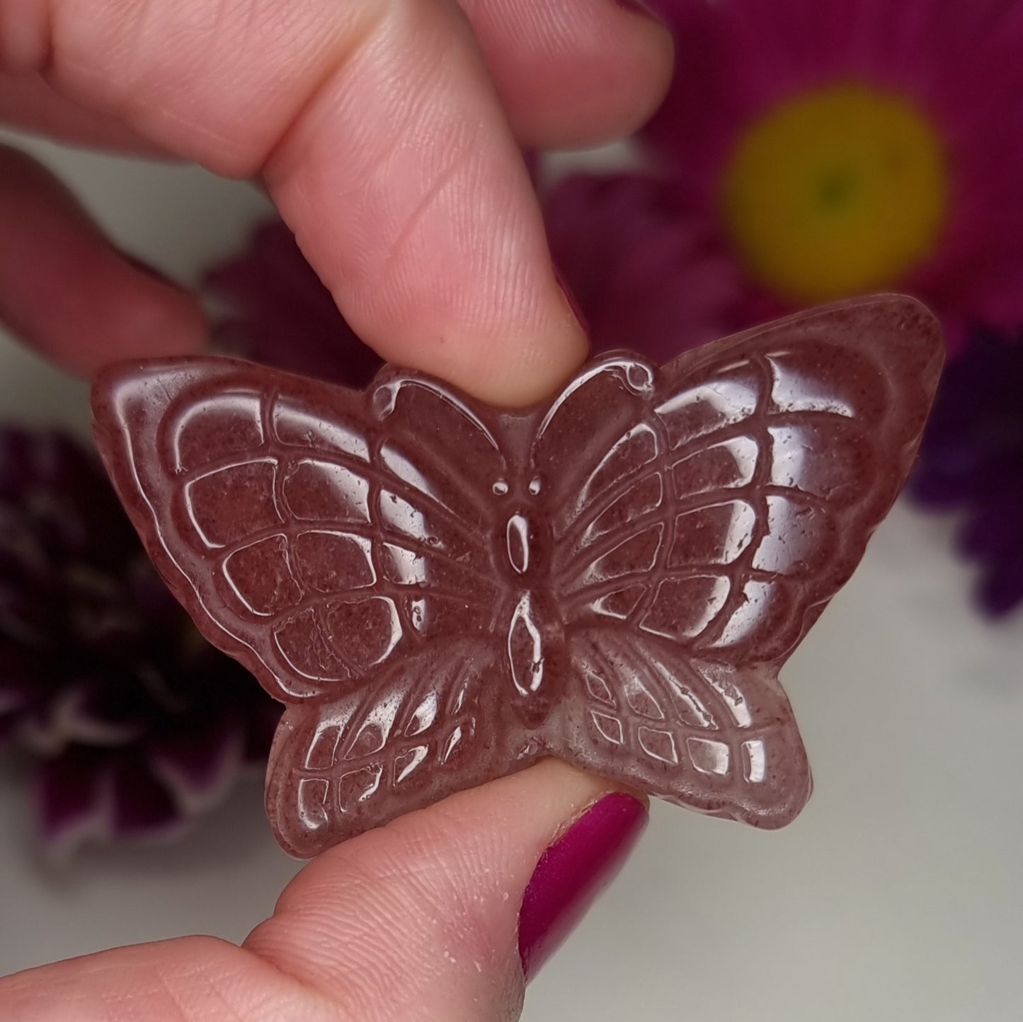 Mariposa de Piedra Cuarzo Frutilla