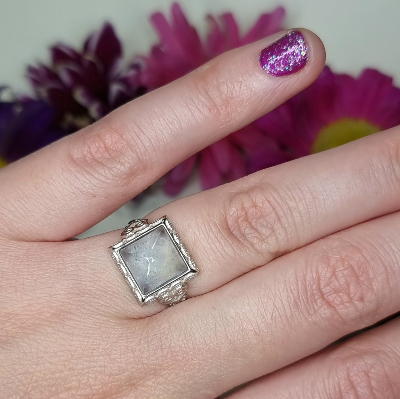 Anillo Plata 925 Piedra Aguamarina Cuadrada Alta Calidad