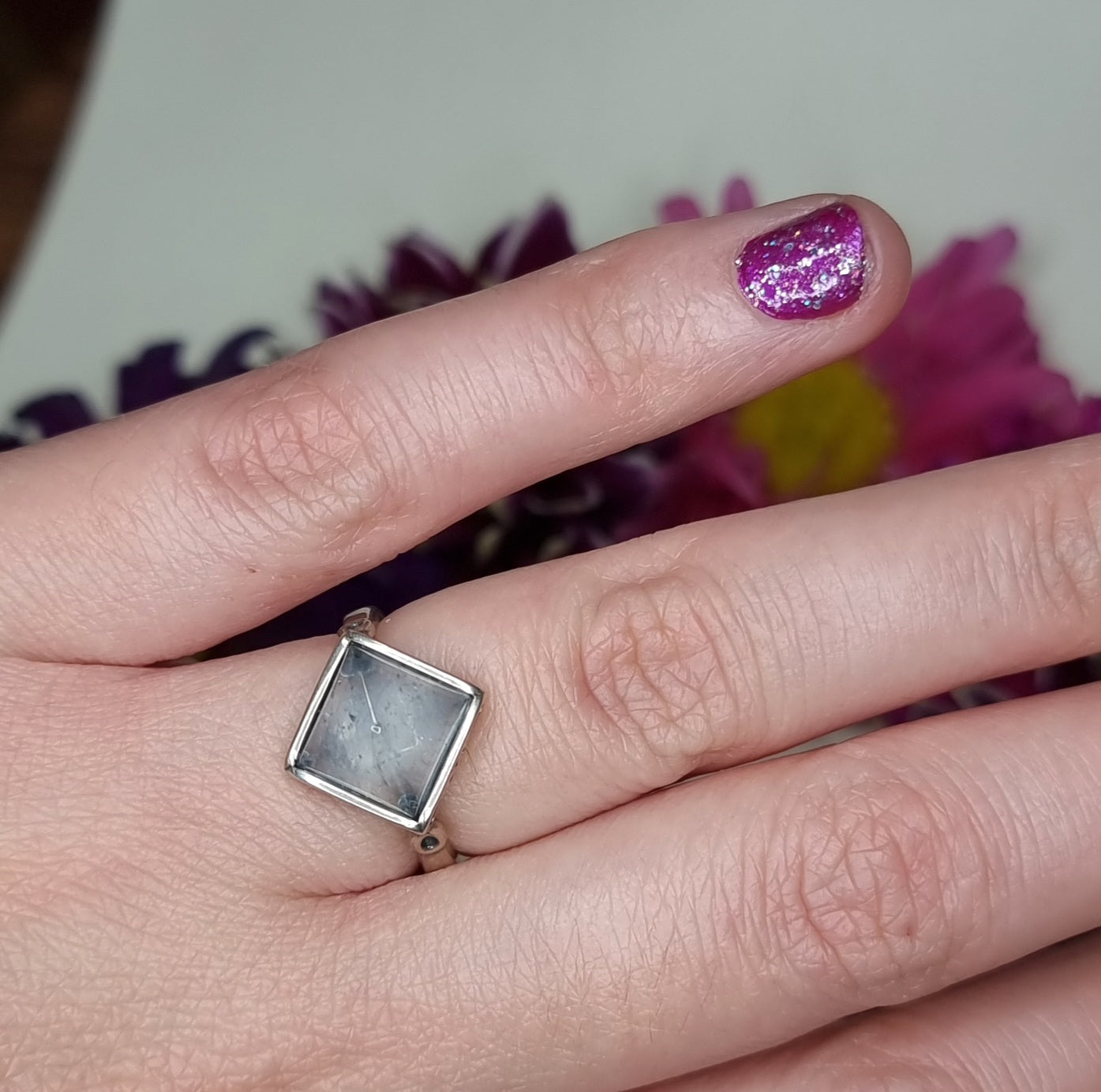 Anillo Plata 925 Piedra Aguamarina Rombo Alta Calidad