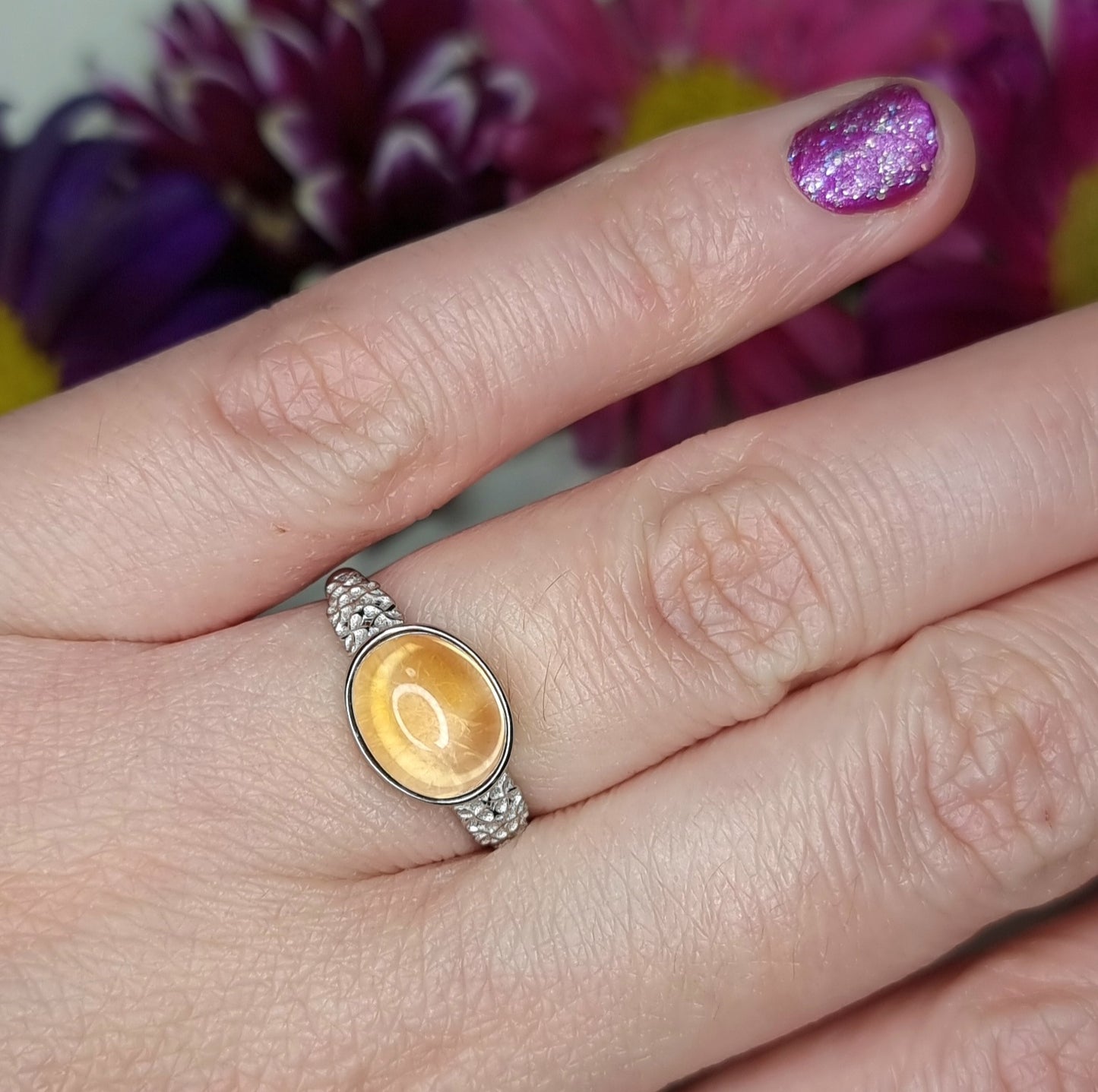 Anillo Plata 925 Piedra Citrino Ovalado Alta Calidad #2