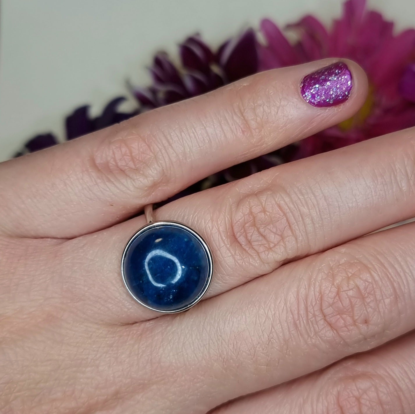 Anillo Plata 925 Piedra Apatita Alta Calidad #2