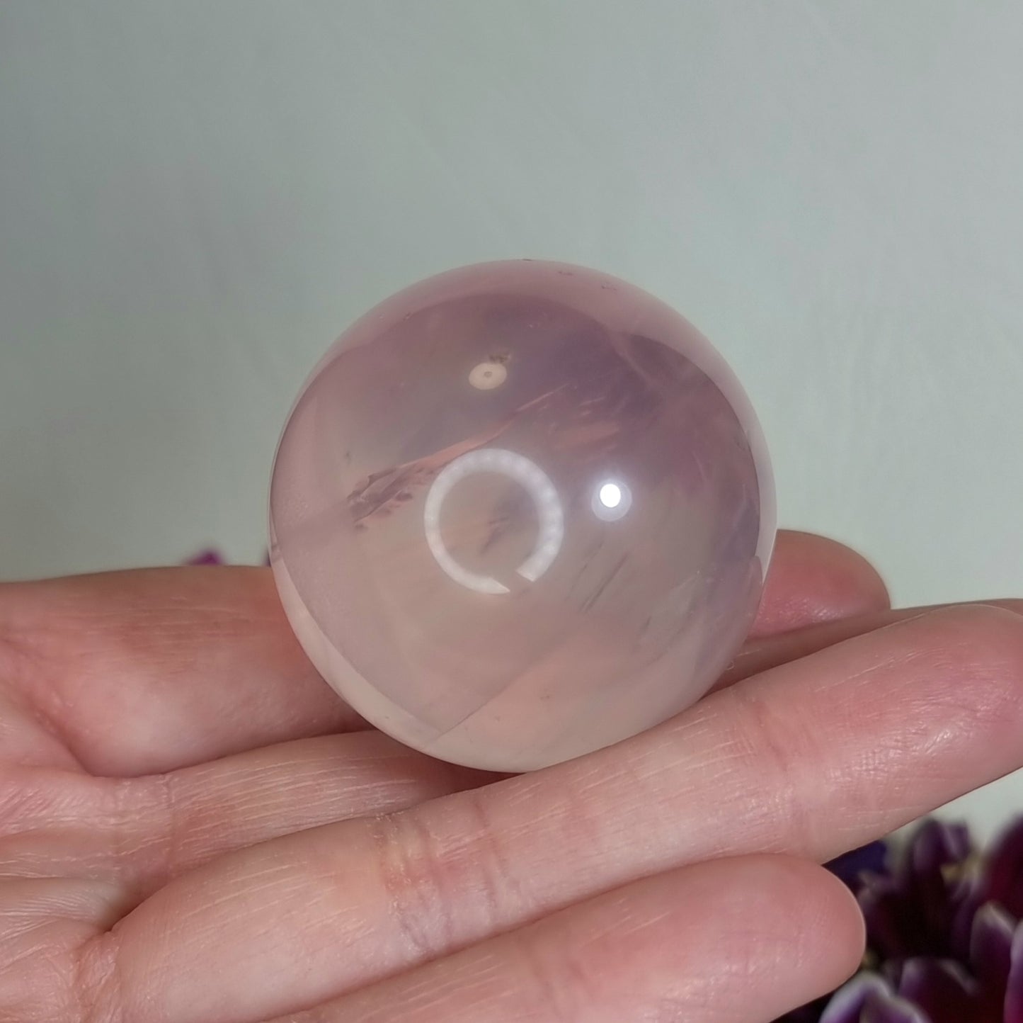 Esfera de Cuarzo Rosa Efecto Estrella (con Asterismo) #1