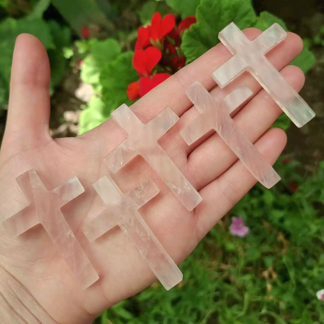 Cruz de Cuarzo Rosa de Brasil