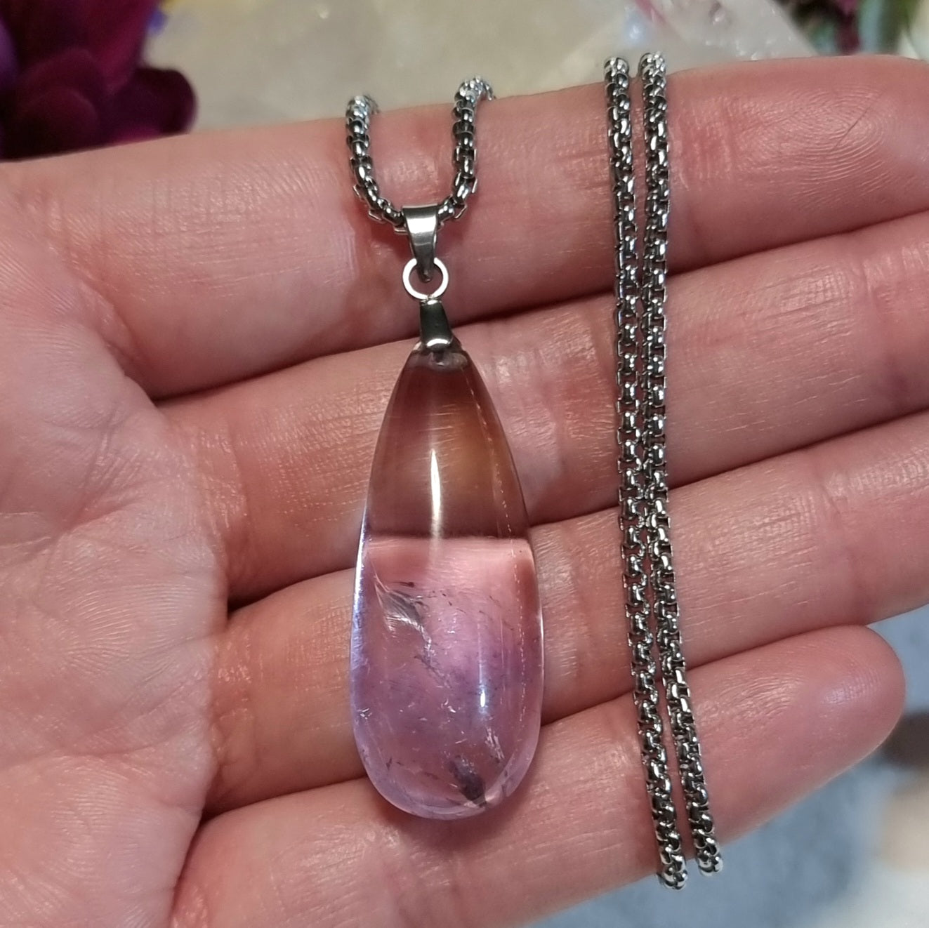 Collar Acero Quirúrgico Piedra Ametrino Alta Calidad #1