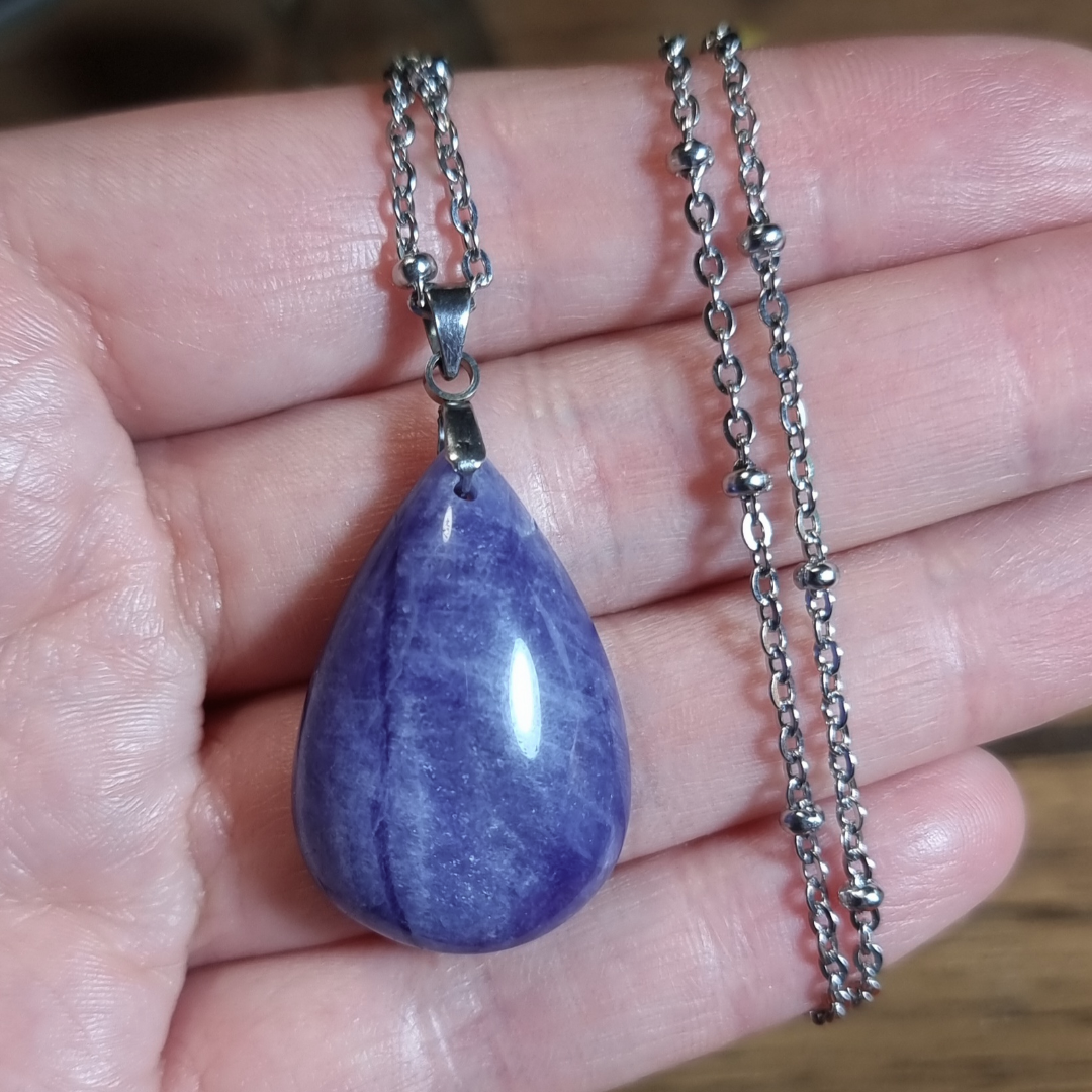 Collar Acero Quirúrgico Piedra Sodalita #5