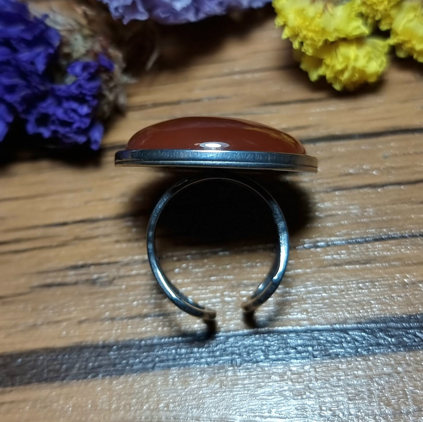 Anillo Acero Quirúrgico Piedra Cornalina