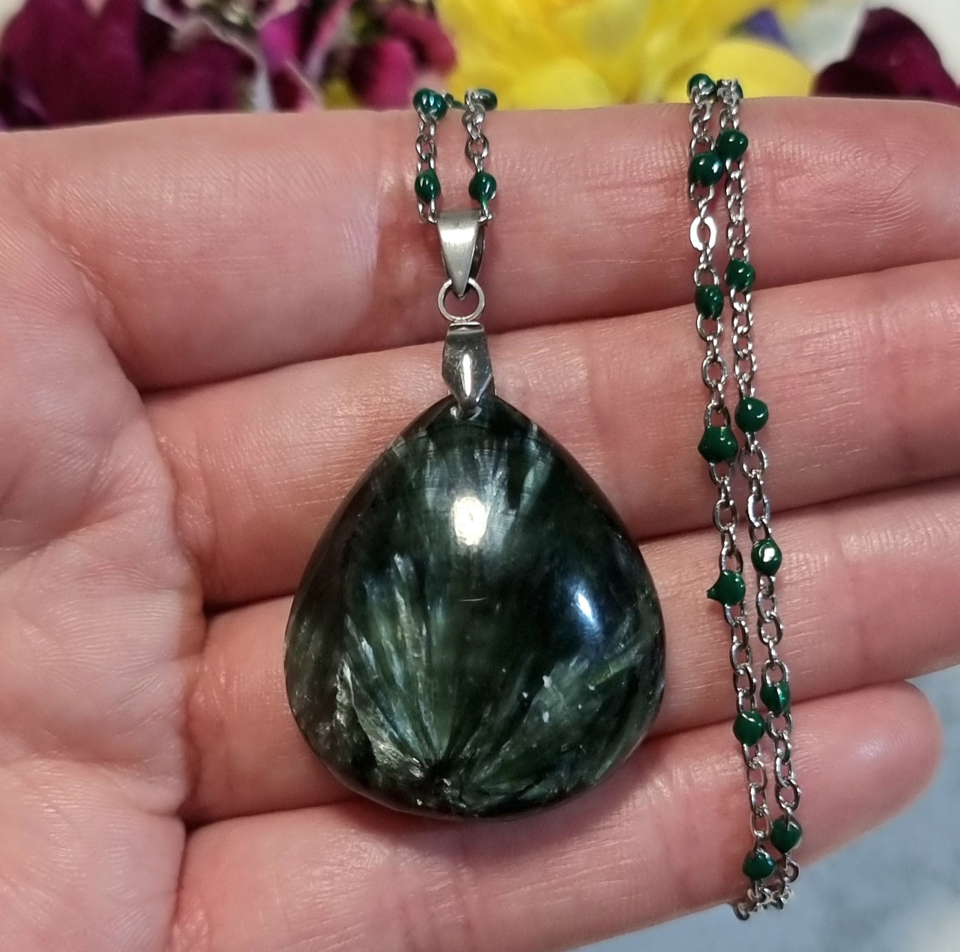 Collar Acero Quirúrgico Piedra Serafinita Alta Calidad #2