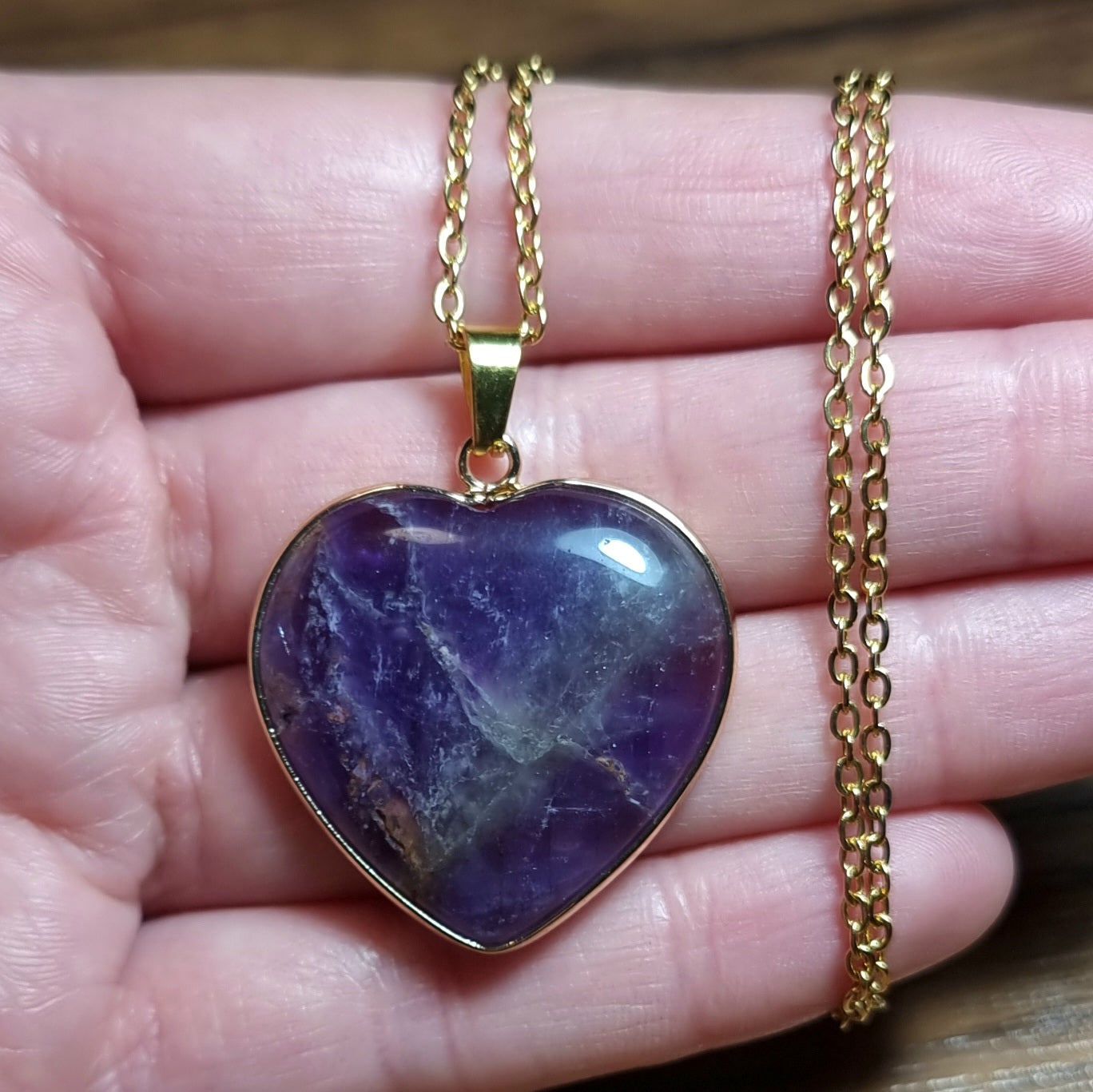 Collar Corazón Piedra Amatista