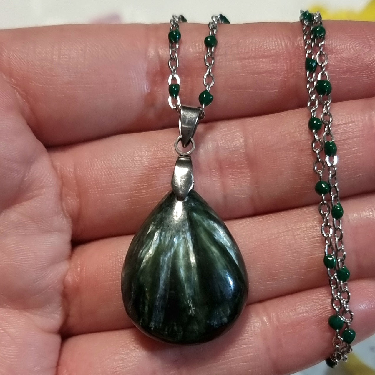 Collar Acero Quirúrgico Piedra Serafinita Alta Calidad #3