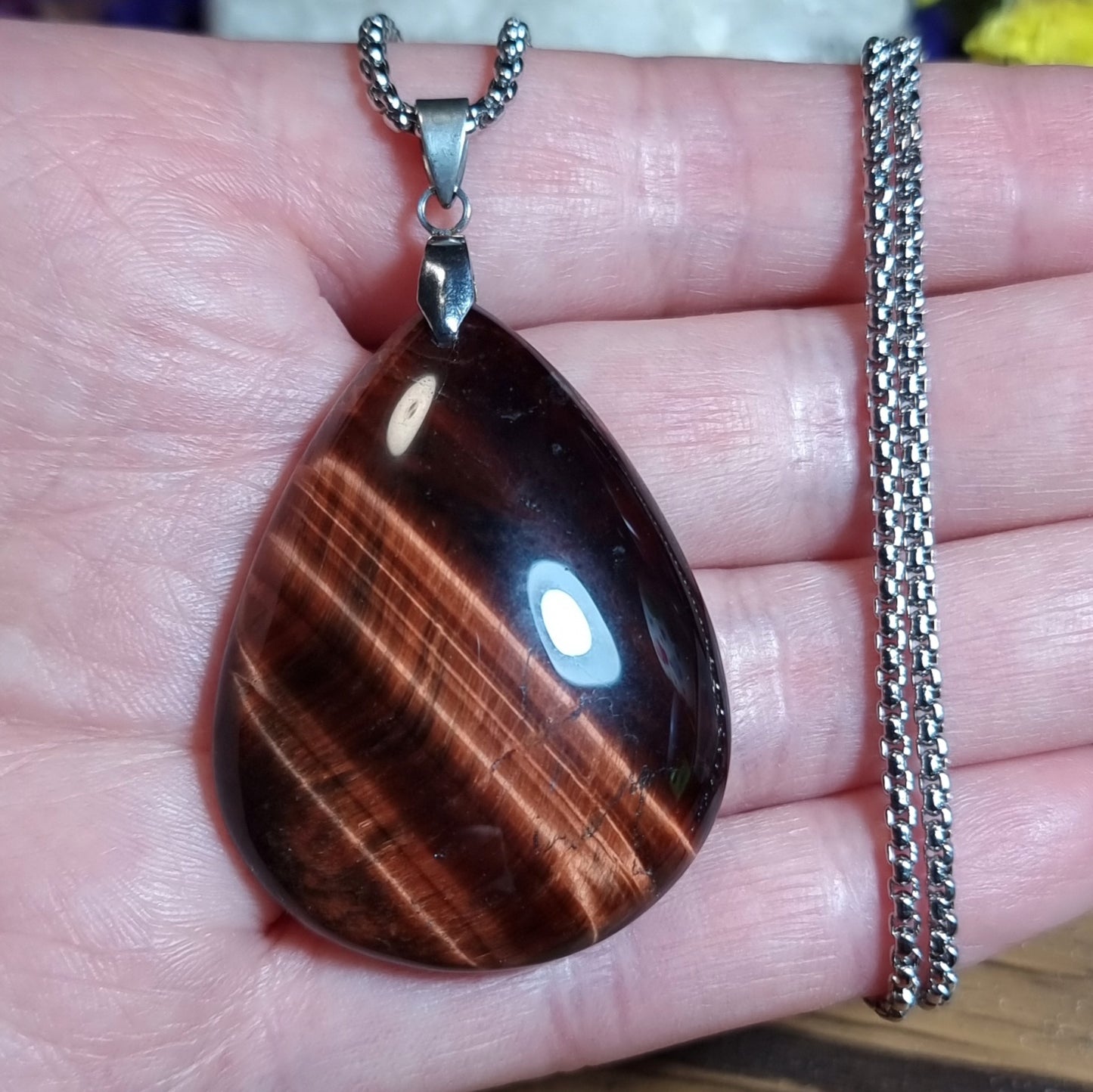 Collar Acero Quirúrgico Piedra Ojo de Buey XXL Alta Calidad #1