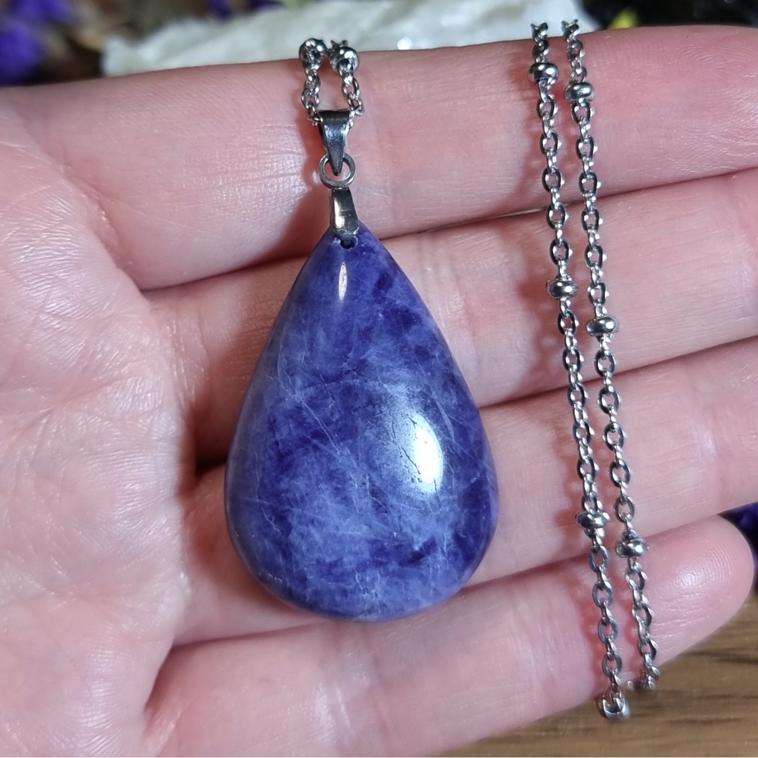 Collar Acero Quirúrgico Piedra Sodalita #1