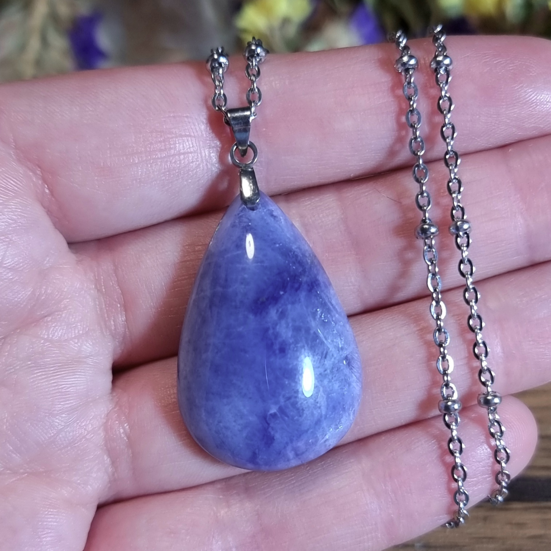 Collar Acero Quirúrgico Piedra Sodalita #2