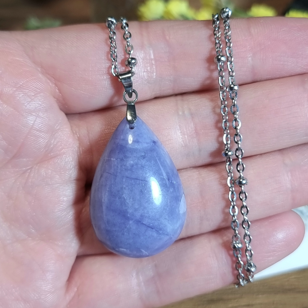 Collar Acero Quirúrgico Piedra Sodalita #3