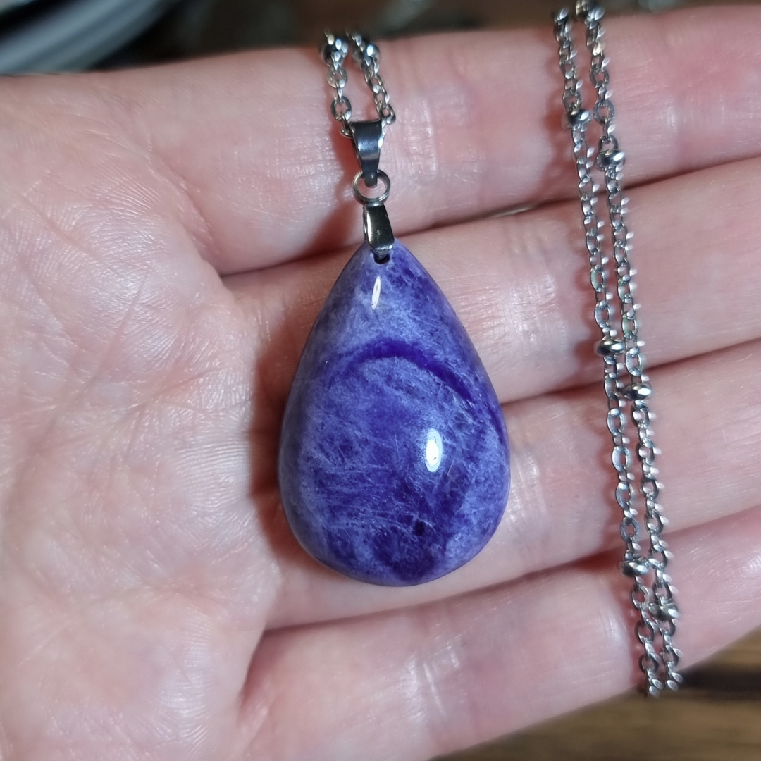 Collar Acero Quirúrgico Piedra Sodalita #4