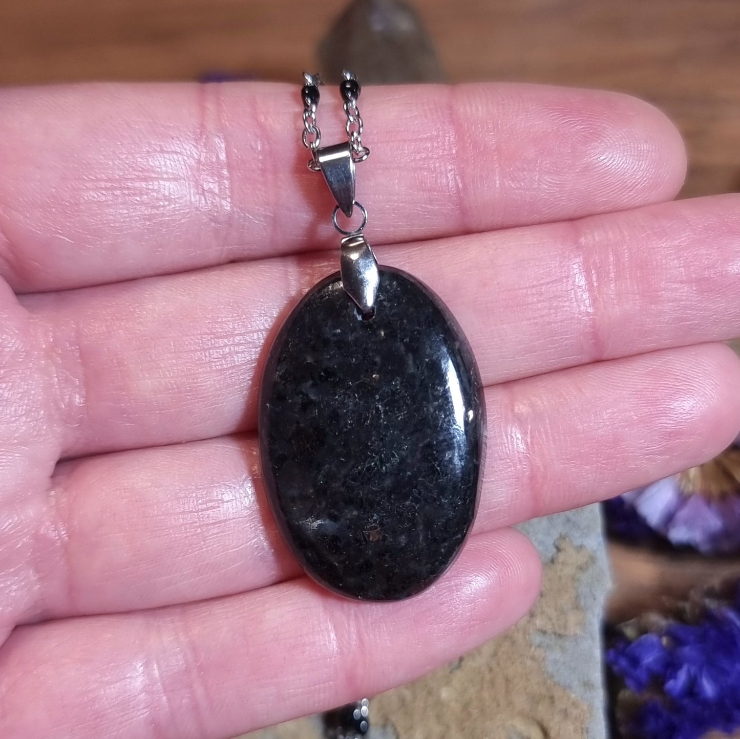 Collar Acero Quirúrgico Piedra Nuummita #1