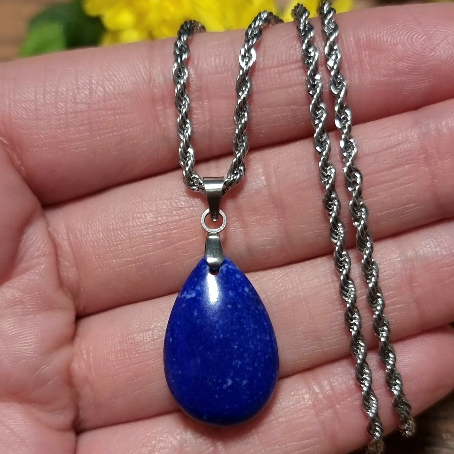 Collar Acero Quirúrgico Piedra Lapislázuli Alta Calidad #2