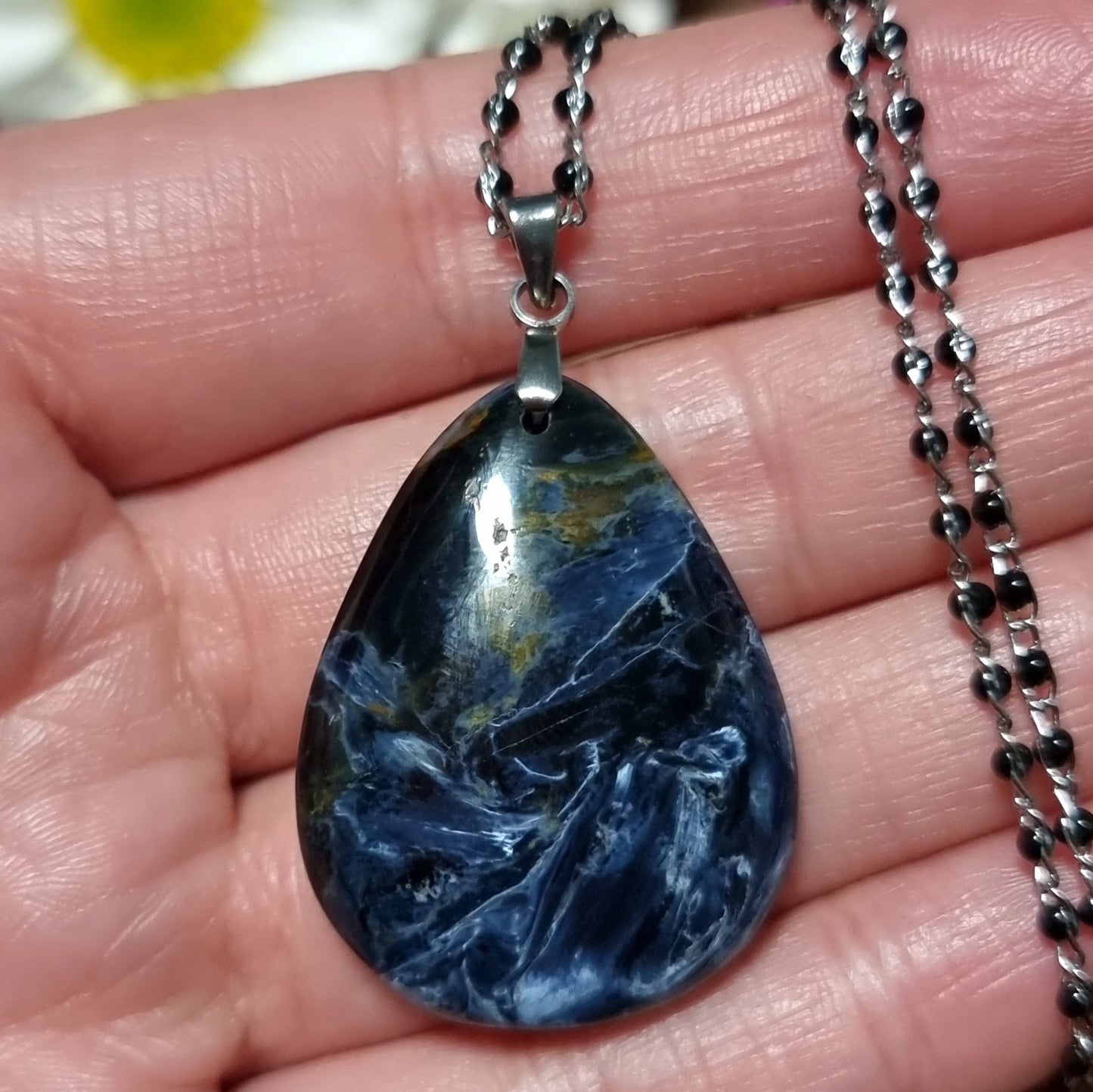 Collar Acero Quirúrgico Piedra Pietersita Azul Alta Calidad #2