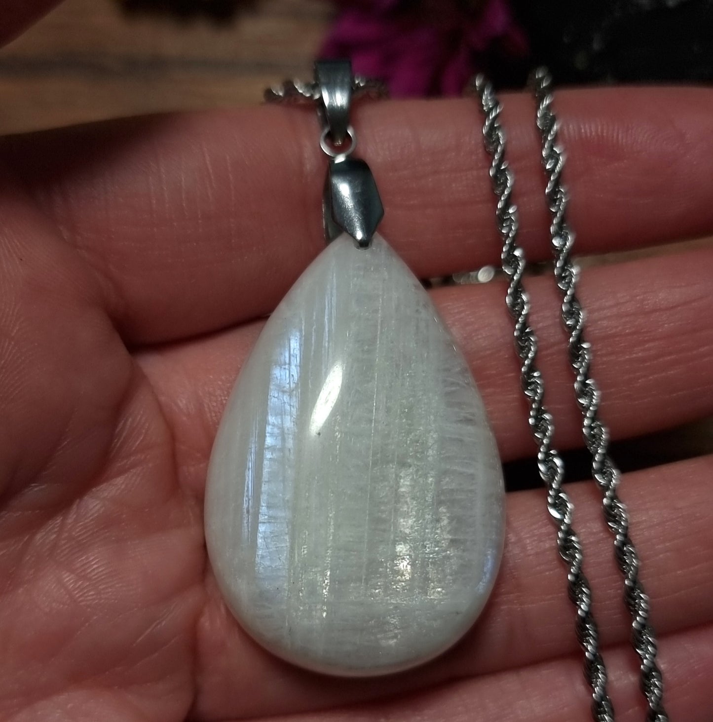 Collar Acero Quirúrgico Piedra Luna XL #1