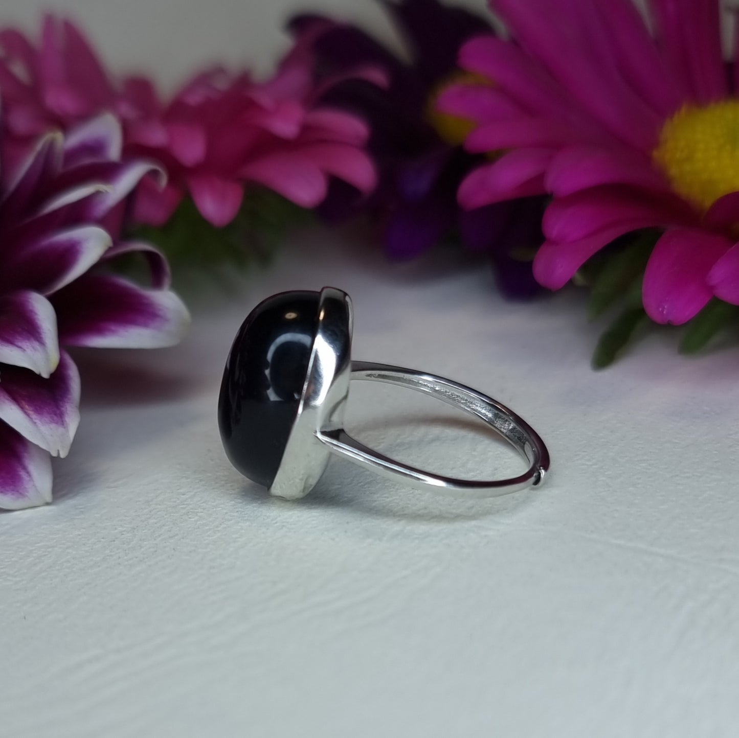 Anillo Plata 925 Piedra Obsidiana Arcoíris Alta Calidad