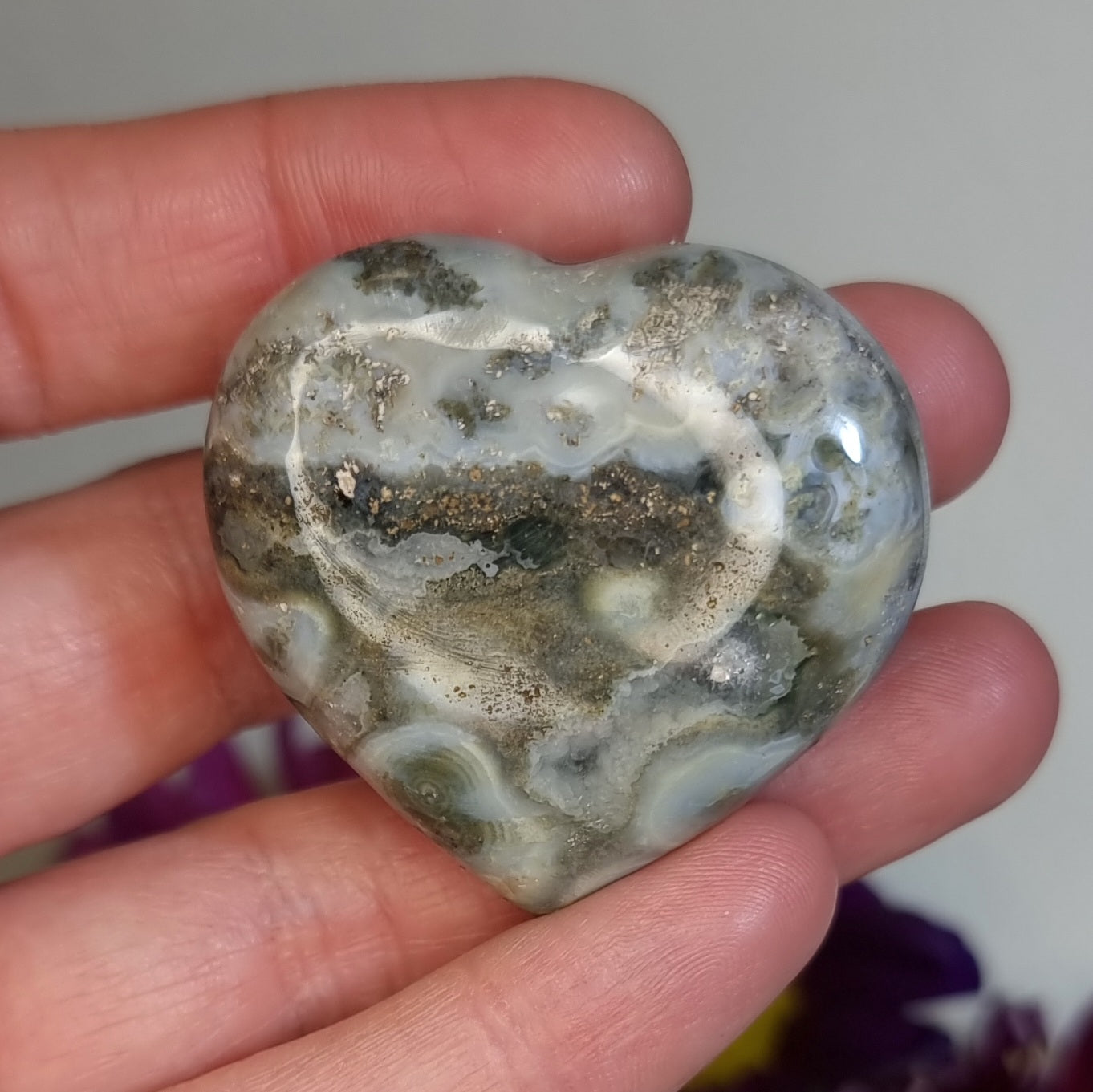 Corazón de Piedra Jaspe Océano