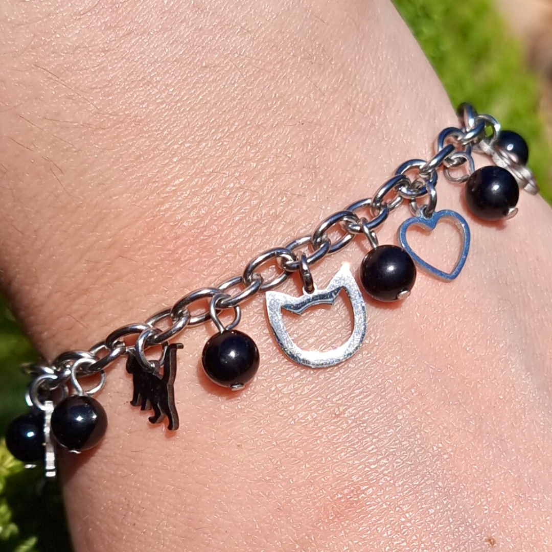 Pulsera Michis Piedra Turmalina Negra Acero Quirúrgico