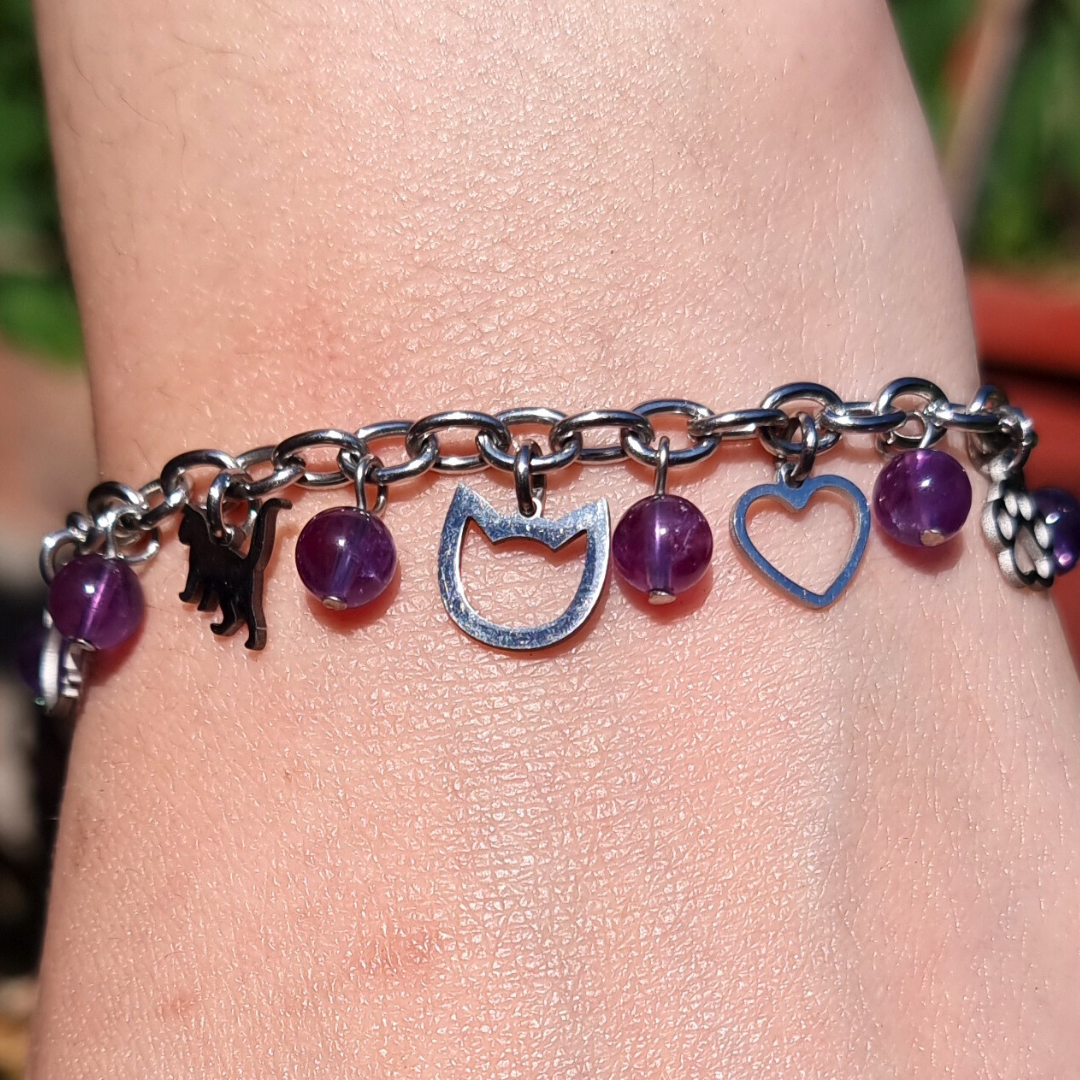 Pulsera Michis Piedra Amatista Acero Quirúrgico