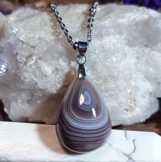 Collar Ágata de Botswana Acero Quirúrgico #3