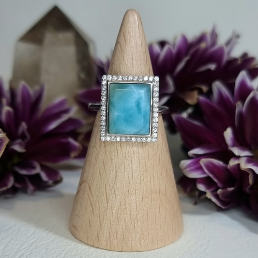 Anillo Plata 925 Piedra Larimar Alta Calidad