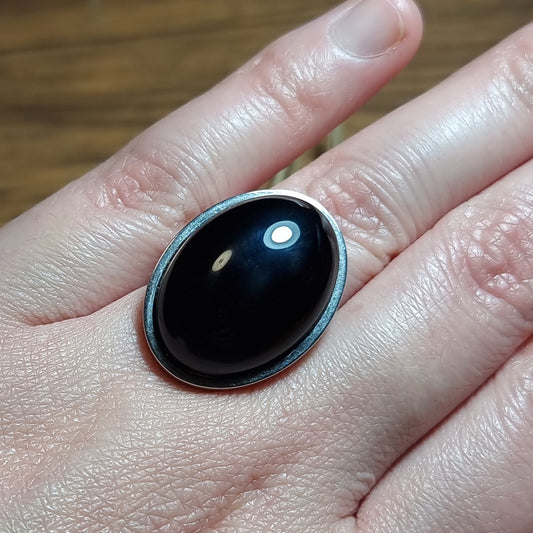 Anillo Acero Quirúrgico Piedra Ónix