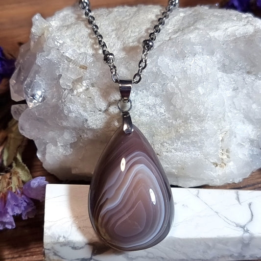 Collar Ágata de Botswana Acero Quirúrgico #2