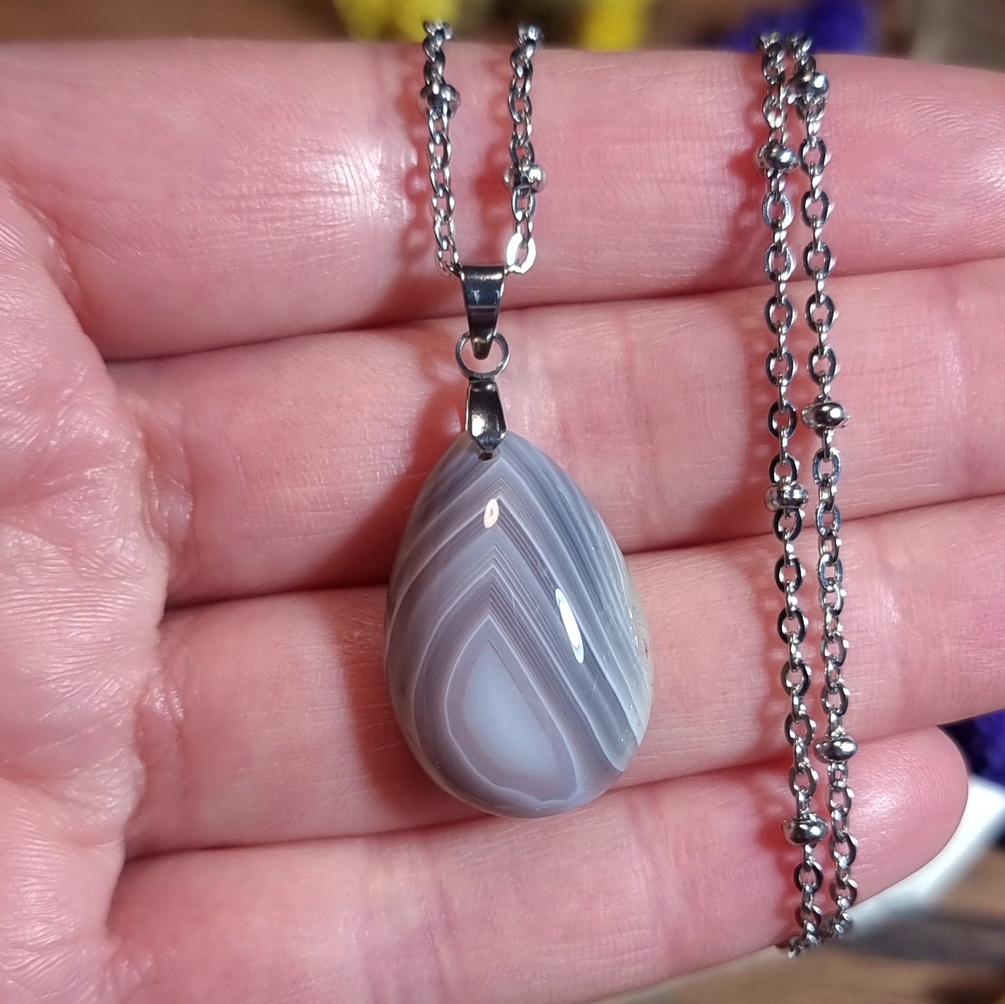 Collar Ágata de Botswana Acero Quirúrgico #4