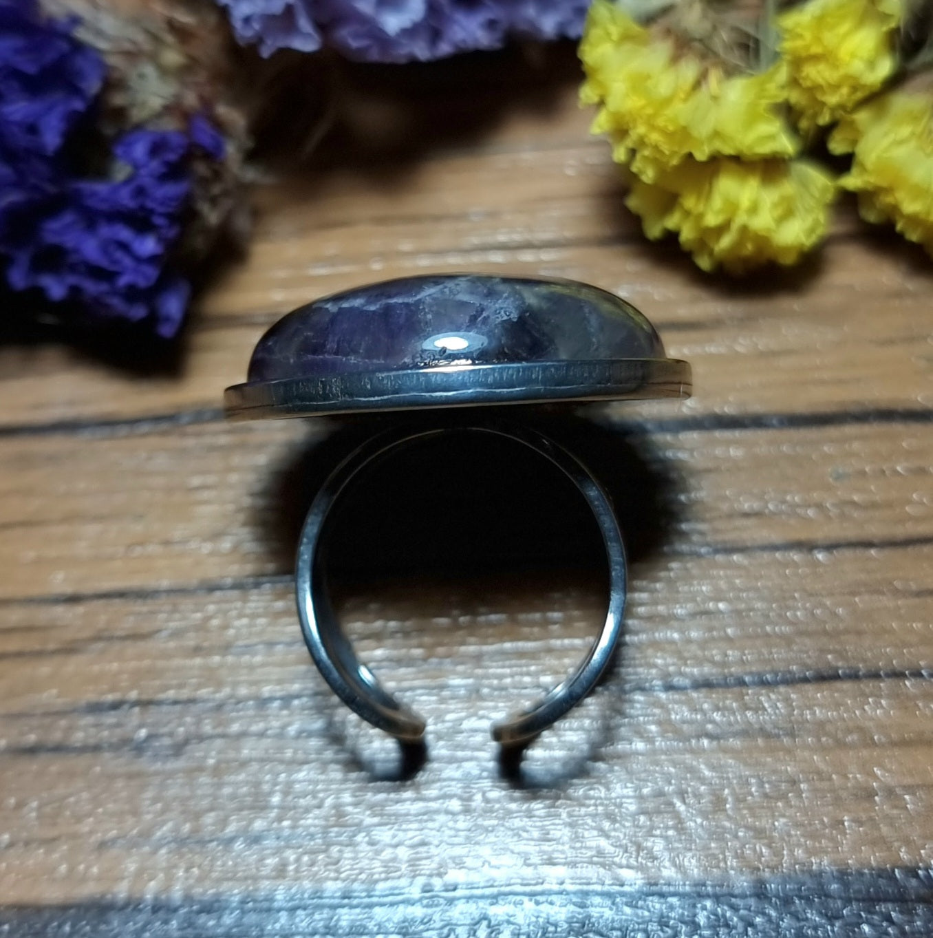 Anillo Acero Quirúrgico Piedra Amatista