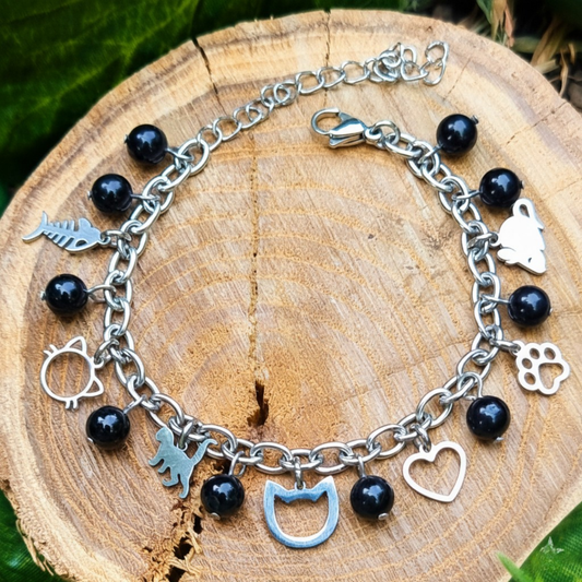 Pulsera Michis Piedra Turmalina Negra Acero Quirúrgico
