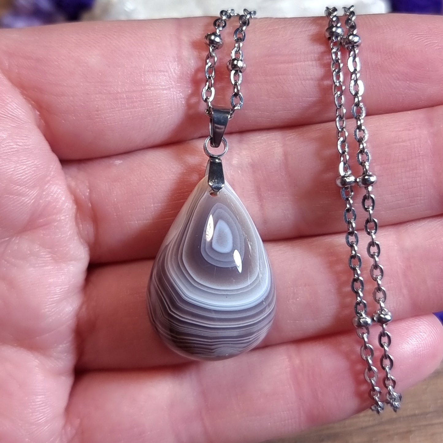 Collar Ágata de Botswana Acero Quirúrgico #3