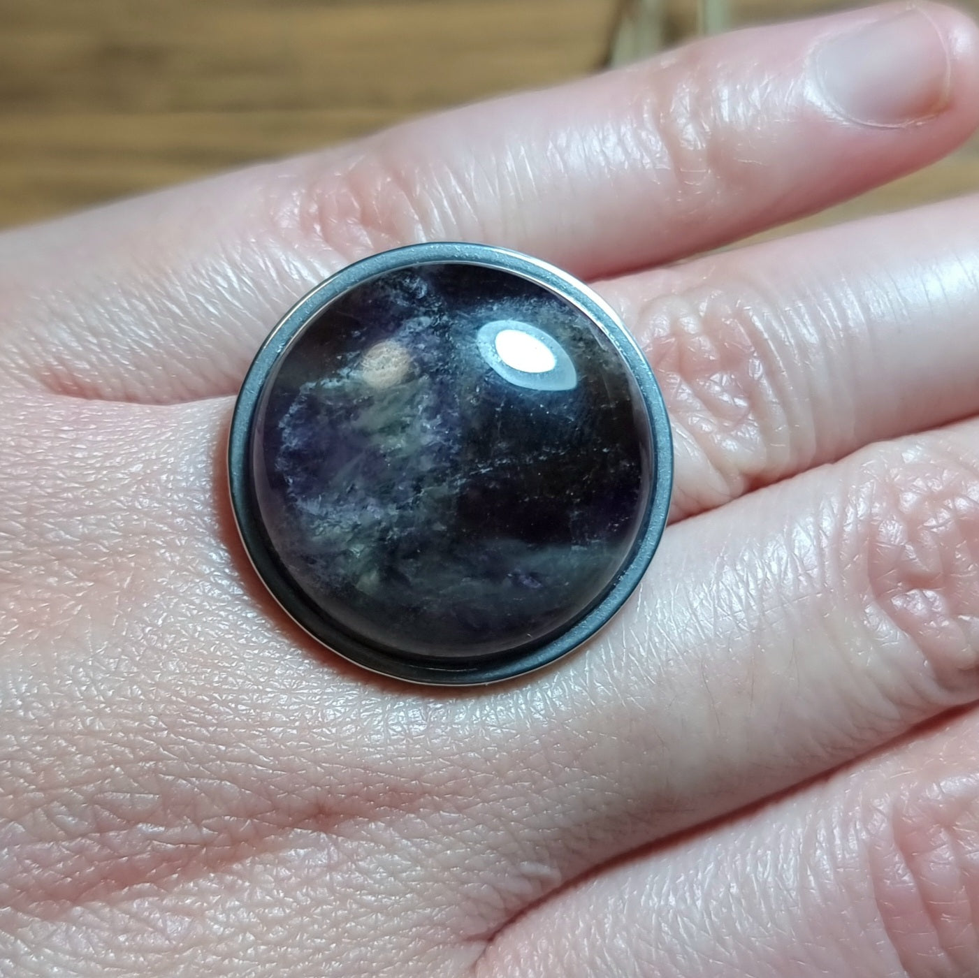 Anillo Acero Quirúrgico Piedra Amatista